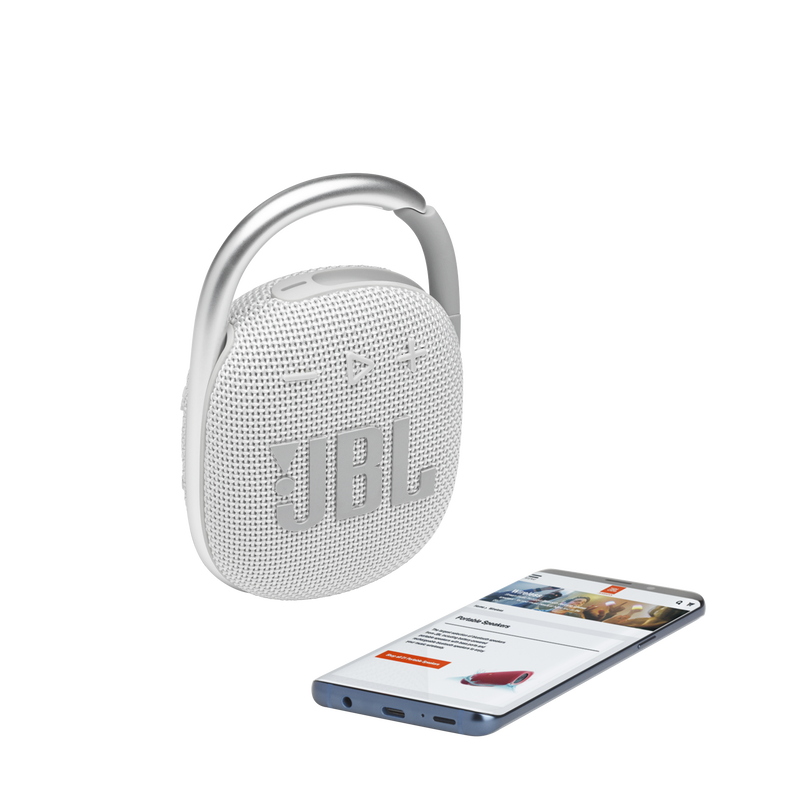 JBL Clip 4 - White - Ultra-portable Waterproof Speaker - Detailshot 1 image number null